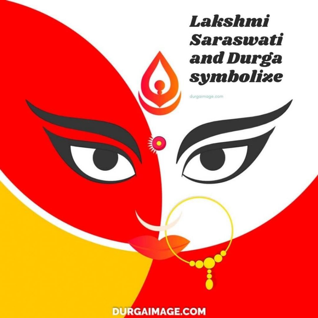 Lakshmi Saraswati and Durga symbolize